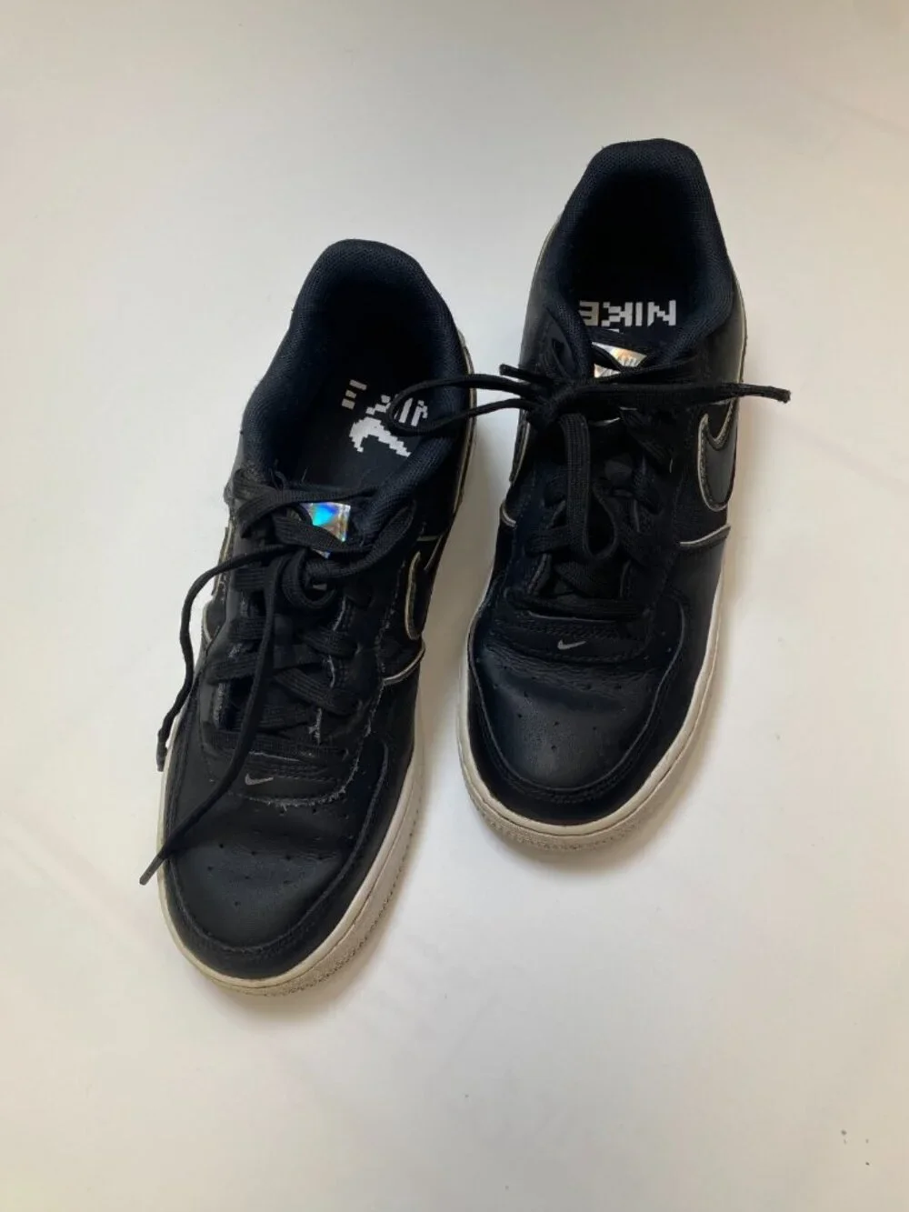 Nike Air Force 1 07 LV8 4 Black Iridescent Sz 6Y